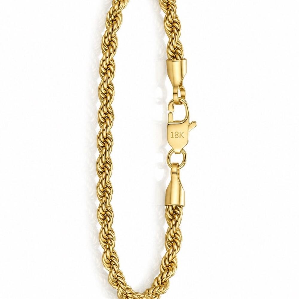 18K logo 20cm 4MM Rope chain bracelet chain Top Quality Does not fade,